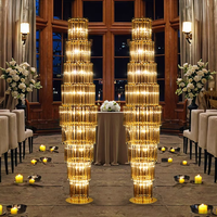 Lampe de chemin en verre avec bandes de glace de style européen, support de chemin, décoration de mariage, centre de table en métal et verre