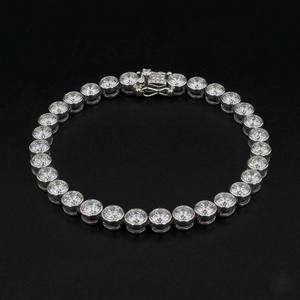 Pulsera de Diamantes Redondos Cultivados en Laboratorio para Mujer, Joyería Fina de Lujo con Piedras Brillantes Continuas, Diseño Elegante para Uso Diario - Product Image 1