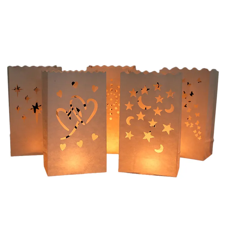 Светодиодные Чайные фонари, светящийся пакет, украшение для вечеринки, мероприятия, свадьбы, декоративные фонари, белый бумажный пакет для свечей