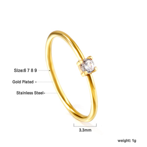 Anelli Minimalisti all'Ingrosso in Diversi Colori con Zirconia Cubica <span class=keywords><strong>Brillante</strong></span>, Acciaio Inossidabile Placcato Oro 18K, Anelli di Fidanzamento per Matrimonio - Product Image 2