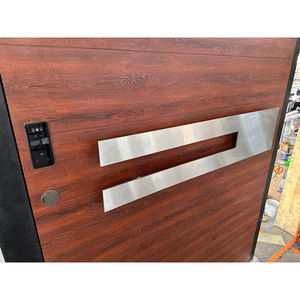 Porte d'entrée en aluminium à impression <span class=keywords><strong>de</strong></span> grain <span class=keywords><strong>de</strong></span> bois <span class=keywords><strong>de</strong></span> Géorgie au design moderne avec serrure intelligente 304 <span class=keywords><strong>poignée</strong></span> <span class=keywords><strong>de</strong></span> sécurité à pivot extérieur pour les maisons - Product Image 5