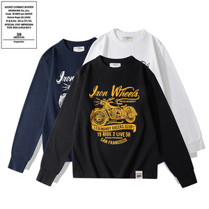 <span class=keywords><strong>T</strong></span>-shirt a maniche lunghe in cotone da uomo, 280g, <span class=keywords><strong>con</strong></span> stampa a lettere, stile motociclistico, American Retro, Bestseller, Fornitore di successo - Product Image 1