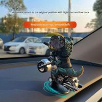 Nouveau Dinosaur T-Rex créatif à moto, à inertie rotative, ornement de voiture unique, kits d'intérieur, scène de drift originale en gel de silice