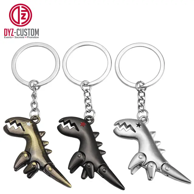 Adorable porte-clés mousqueton en métal de dinosaure de dessin animé 3D sac en forme d'animal et breloques de voiture