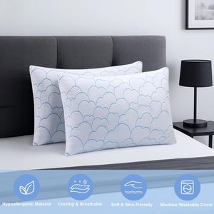 Bantal busa memori pendingin robek, untuk tidur 2 pak bantal tempat tidur dingin bambu berongga lembut - Product Image 6