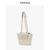 Sacs fourre-tout pour femmes, sacs seau petits à monogramme gaufré, sacs à bandoulière pour femmes avec chaîne, sacs à rabat portés croisés