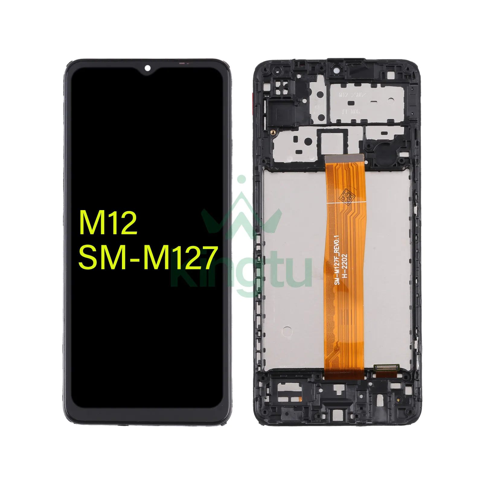 ชิ้นส่วนอะไหล่โทรศัพท์มือถือด้านหน้ากรอบ LCD แผ่น Bezel สำหรับ Samsung Galaxy M12 SM-M127อุปกรณ์เสริมโทรศัพท์