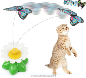 Attraktives Intelligentes Automatisch Rotierendes Katzenspielzeug mit Fliegenden Vögeln und Schmetterlingen Um Blumen – Interaktives Katzenspielzeug - Product Image 1