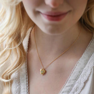 Collier pendentif médaillon souvenir avec cadre photo DIY en plaqué or 18 carats, pierre de naissance des 12 mois, cadeau pour la fête des mères, vente en gros - Product Image 4