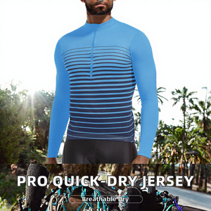 Maillot de cyclisme unisexe à manches longues en polaire thermique respirant et à séchage rapide, personnalisable par sublimation, 100 % polyester, avec fermeture éclair, pour la route - Product Image 2
