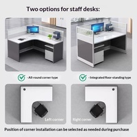 BGZ-210X Bureau de travail minimaliste en forme de L pour quatre personnes avec écran, combinaison bureau et chaise