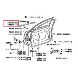 ยางขอบประตูโครเมียมสำหรับรถยนต์โตโยต้า โคโรลล่า AE100 AE101 4 ประตู ซีลกันน้ำ - Product Image 2