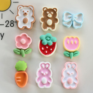 Dessin animé mignon <span class=keywords><strong>lapin</strong></span> bricolage <span class=keywords><strong>fait</strong></span> <span class=keywords><strong>maison</strong></span> étui de téléphone portable broche broche bijoux accessoires sud 19 perles breloques en résine plastique - Product Image 1