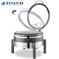 XINGPAI Équipement de Restauration : Plat de Réchaud Rond en Acier Inoxydable Noir Royal pour Buffet, Chauffe-Plats de Buffet pour Dubaï