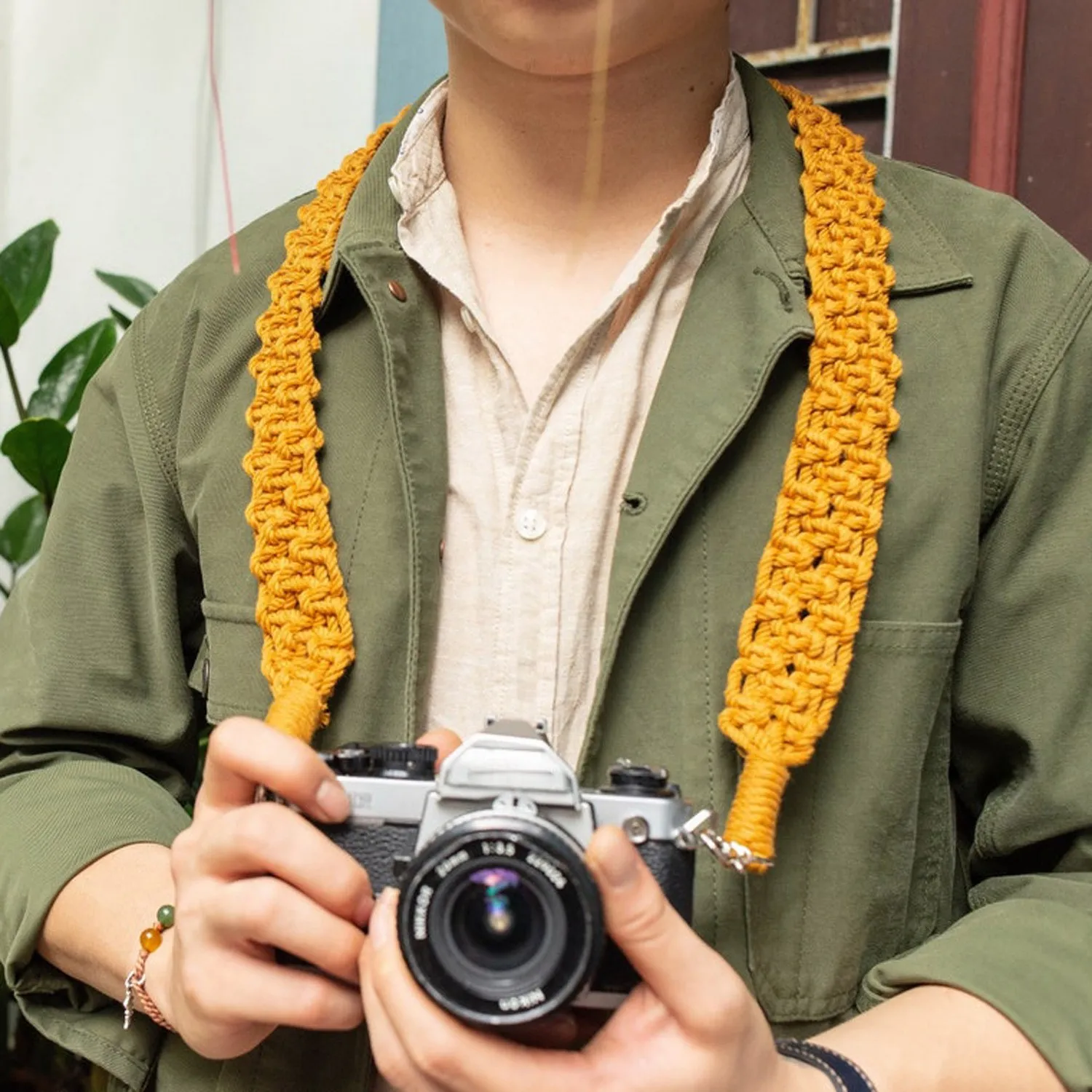 कैमरे के लिए मैक्रैम कैमरा स्ट्रैप, हाथ से बुने हुए यूनिवर्सल नेक शोल्डर स्ट्रैप फोटोग्राफरों के लिए उपहार बुना हुआ कॉटन कॉर्ड बैग स्ट्रैप