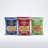 Sac pour frites surgelées – plastique personnalisé, qualité alimentaire, imprimable, avec fenêtre et scellé oreiller