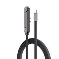 Câble USB-C tressé 240W à charge rapide, cordon de données à angle droit en alliage de zinc pour iPhone, compatible gaming