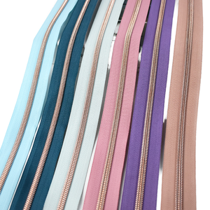 5# Colorful DIY Shoes Tailor Sewing Accessories Nylon <b>Zip</b> <b>Open</b>-<b>end</b> Auto Lock Coil Rose Gold Zipper - Product Image 1