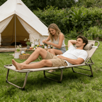 Lit pliant multifonctionnel et fauteuil inclinable 2-en-1 avec cadre métallique pour le bureau, la maison, la sieste, la pause déjeuner, la salle de bain, l'hôtel, le camping