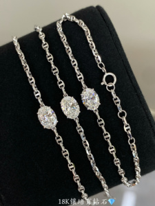 Pulsera Xinfly de Oro Sólido de 18K con Diamante Cultivado en Laboratorio de 1 Quilate, Corte Ovalado, Cadena de Eslabones Mariner Vintage, Pulsera Solitaria con Ancla - Product Image 3