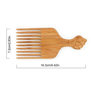 Peigne <span class=keywords><strong>Afro</strong></span> en Bois de Bambou pour Coiffure de Barbiers, Peigne Démêloir à Dents Larges pour <span class=keywords><strong>Barbe</strong></span>, Logo et Emballage Personnalisables - Product Image 2