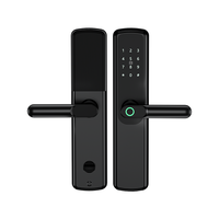 Kunci Pintu Sidik Jari WiFi Pintar Anti-Maling Satu Sentuhan, Paduan Aluminium untuk Pintu Kayu Rumah, Kantor, Sewa, Penyimpanan Data Cloud