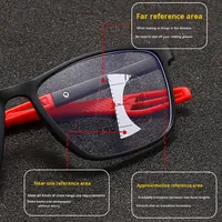 Nouvelles lunettes de lecture pour personnes âgées, unisexes, à monture carrée, avec verres gris à changement de couleur, multifocales, anti-lumière bleue, noires/rouges