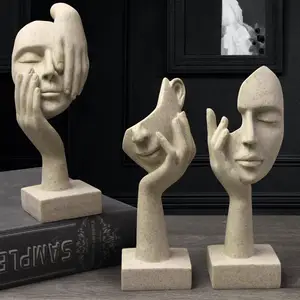3包思想家雕像现代家居树脂雕塑家庭办公室书架书桌装饰收藏雕像