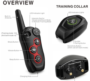 방수 충전식 개 훈련 칼라 원격 제어 <span class=keywords><strong>LED</strong></span> 조명 안티 바크 제어 전기 충격 긴 배터리 수명 1640ft - Product Image 2