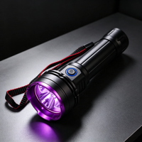 Lampe torche UV LED rechargeable haute puissance 30W 365nm 395nm, corps en alliage d'aluminium robuste, IP65, charge USB, noire, pour le camping