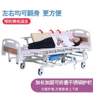 Cama de enfermería manual de acero inoxidable de longitud completa con orificio para inodoro y barandillas para el cuidado de pacientes mayores, uso en dormitorio - Product Image 5