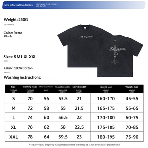 T-shirt imprimé rétro délavé à motif abstrait et style sombre, coupe ample à manches courtes, unisexe, collection 2026 à succès - Product Image 2