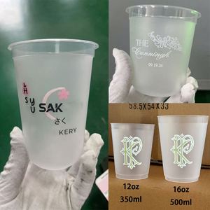 แก้วพลาสติกใสแบบใช้แล้วทิ้งสำหรับชานมไข่มุก ขนาด 12oz 16oz 24oz 380ml 500ml 650ml  พร้อมฝาปิด  พิมพ์โลโก้งานแต่งงานได้ - Product Image 2