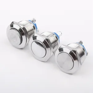 Type Push Button Switch 19mm Reset Momentary Flush Head Mechanical Metal Push Button Switch