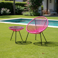 Ensemble de chaises en rotin d'extérieur modernes, meubles de balcon et de cour, style café, structure en métal thermolaqué, plateau de table en verre trempé
