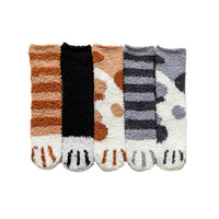 Chaussettes Patte de Chat pour Femme, Chaussettes Douces et Moelleuses à Motif Animalier, Antidérapantes, Chaussettes Pantoufles en Peluche, Chaussettes d'Hiver Confortables et Originales pour la Maison, Idéales pour les Cadeaux