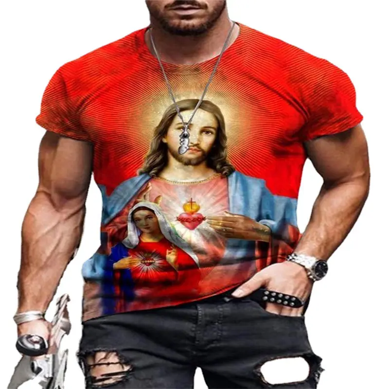 Entrega Rápida Venda Quente Jesus Impressão Digital On Demand T Shirt Europa E América Avançada Personalização Privada Homens 3D Tshirt