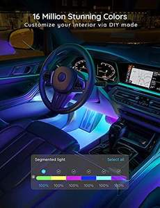 Smart <span class=keywords><strong>RGBIC</strong></span> 2 líneas Interior Car Atmosphere <span class=keywords><strong>LED</strong></span> Strip Lights Diseño moderno con lámpara ambiental de cuerpo de plástico para Interior de coche - Product Image 4