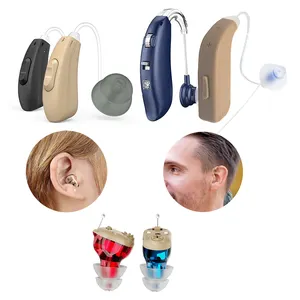 Novos aparelhos auditivos recarregáveis e invisíveis para idosos, pessoas com perda auditiva