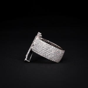 Rhodium Gold Plated Silver Large Christian Jesus Cross Finger <b>Ring</b> Iced Cubic Zircon Prong Setting Hip Hop Jewelry <b>Men</b> IGI - Product Image 1