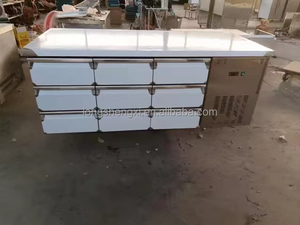 Table à salade en acier inoxydable, vitrine réfrigérée commerciale, refroidisseur, 520L, 2-10 barres horizontales, plan de travail réfrigérant - Product Image 3