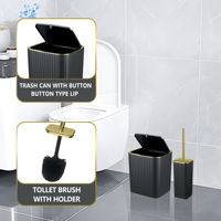 Set Aksesoris Kamar Mandi Minimalis Ramah Lingkungan Moozi Luxury 9-Piece dari Plastik dengan Dispenser Sabun untuk Dekorasi Rumah