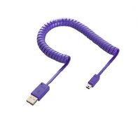 Kabel USB Mikro Mini Retractable Comark, Kabel Pengisian Data Cepat, Kabel Spiral Melingkar