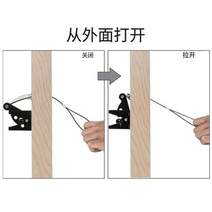 Cerradura para Puerta de Jardín o Granja, de Acero al Carbono, Control Manual con Cuerda y Resorte - Product Image 3