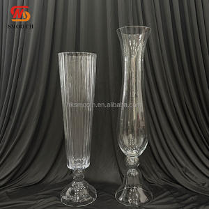 Vase à fleurs en verre haut de 77 cm, motif ondulé, centre de table pour mariage, vase en verre pour mariage - Product Image 4