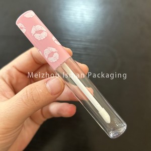 ISMAN Contenant de brillant à lèvres rond de 8 ml, imprimé en forme de lèvres, tube vide rose pour huile à lèvres, emballage cosmétique transparent, logo personnalisé - Product Image 4