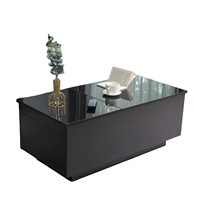 Table basse LED avec ports et prises USB Table basse relevable avec rangement Table centrale rectangulaire moderne blanche haute brillance