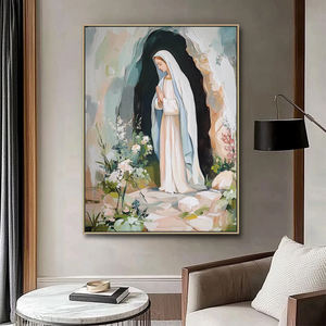 Lienzo hecho a mano Virgen María minimalista cristiano 3D arte de pared decoración del hogar pinturas religiosas católicas - Product Image 5