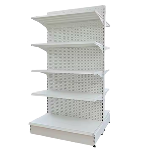 Étagères de supermarché en métal en gros d'usine, protection contre la corrosion, usage commercial, étagère blanche avec trou en H - Product Image 1