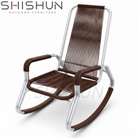 Chaise longue en aluminium, mobilier d'extérieur moderne et luxueux avec base double en alliage et corde en PVC vinyle durable, conception KD pour usage hôtelier